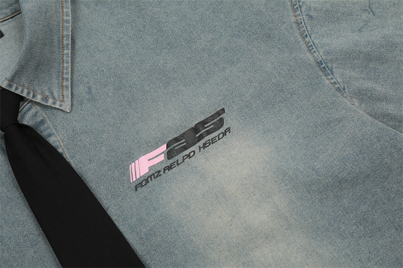 Star Tie Washed Denim Shirt mry001738