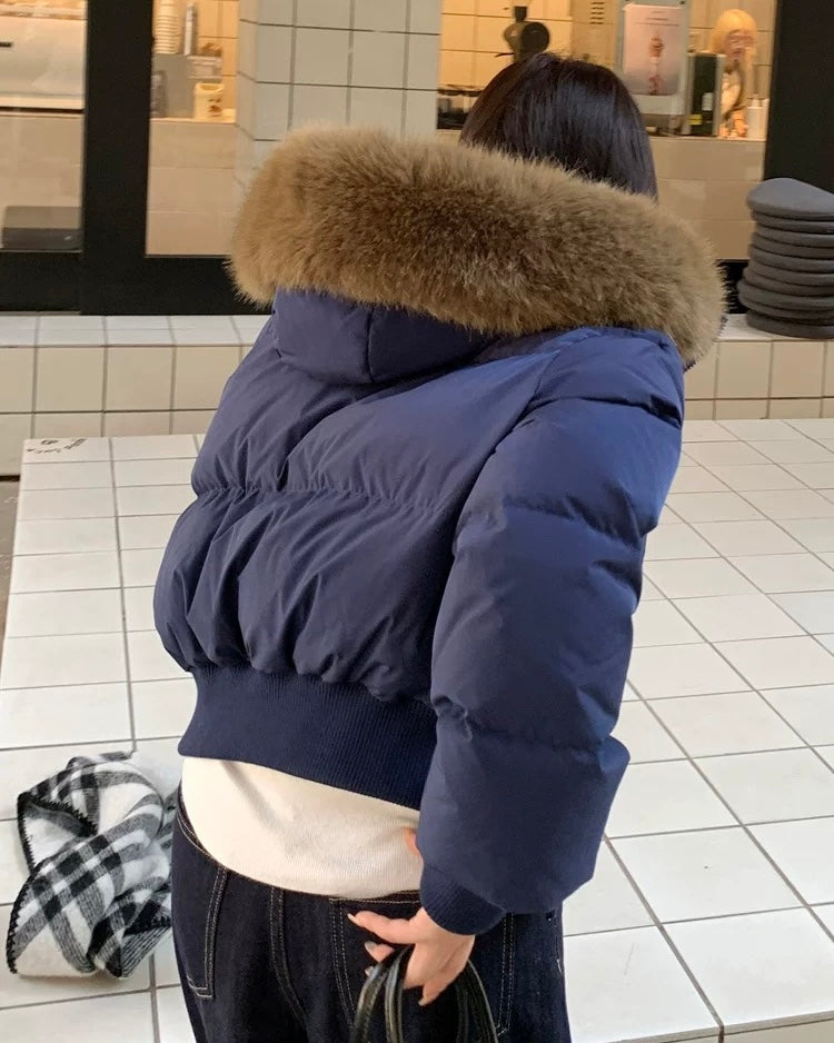 【爆安】Short Puffer Food Fur Jacket mry001966