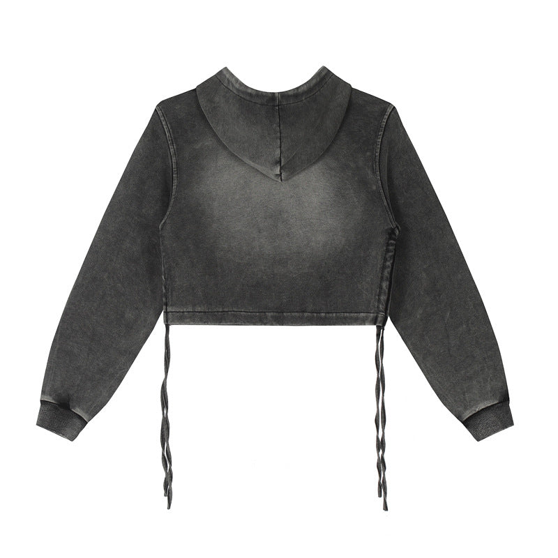 【2color】Different Logo Cropped Hoodie mry001849