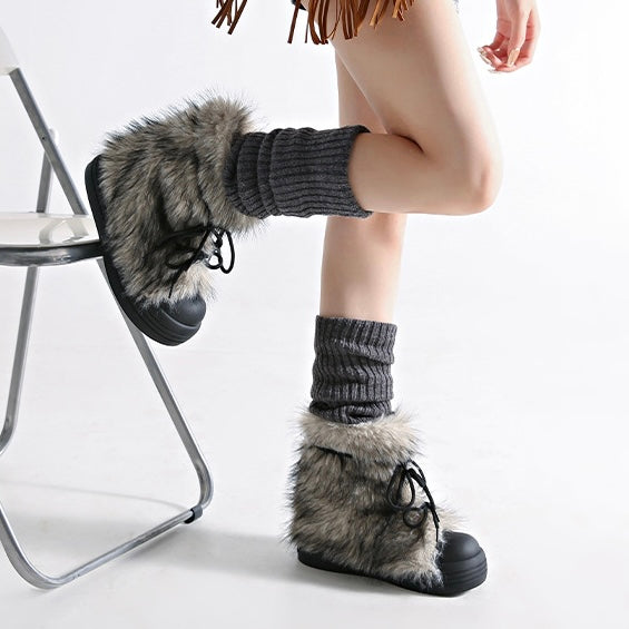 Cozy Faux Fur Street Platform Boots mry001974