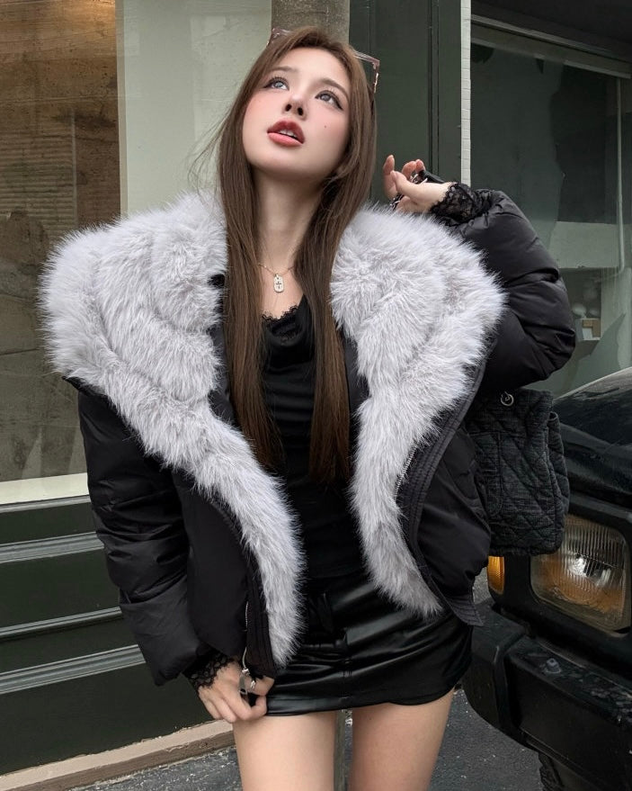 Fur Collar Short Puffer Jacket mry002084