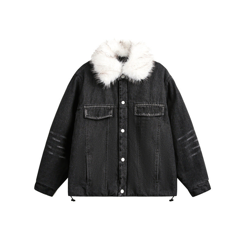 【2color】Faux Fur Collar Denim Jacket mry001824