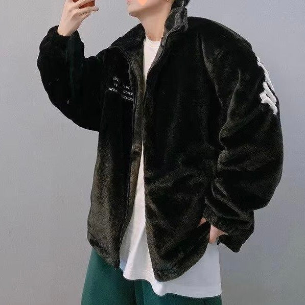 韓国ストリート 韓国カジュアル レトロ フリース素材 ボアジャケット mry001243