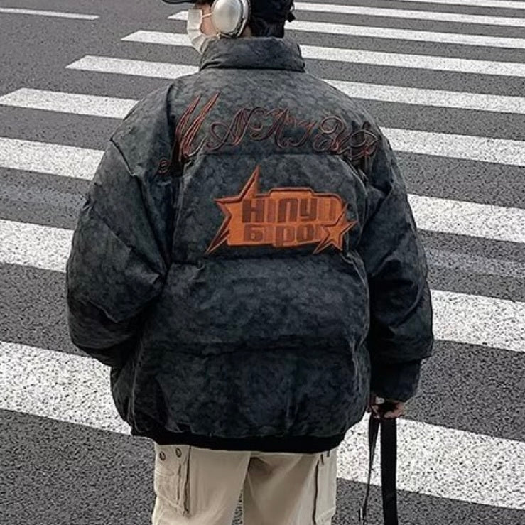 2カラー展開 アメリカン 韓国ストリート 韓国カジュアル トレンド レトロ 刺繍 ダウンジャケット mry001417
