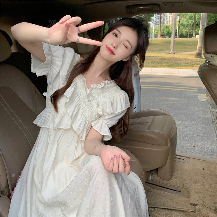 フリル オフショルダー シフォンワンピース mry000237