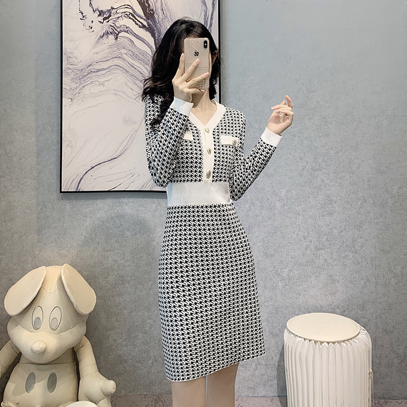 千鳥柄 エレガント ワンピース mry000164