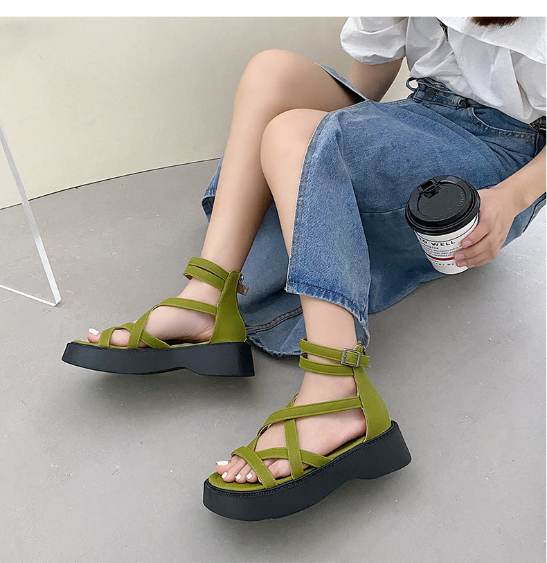 厚底 丸トゥ 網おろし サンダル mry000194