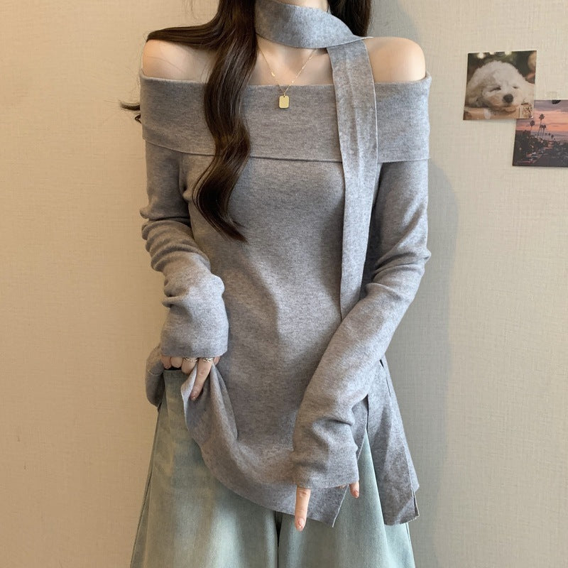 【Chéri / 送料無料】3カラー展開 韓国カジュアル 韓国デザイン オフショルダー セーター mry001111