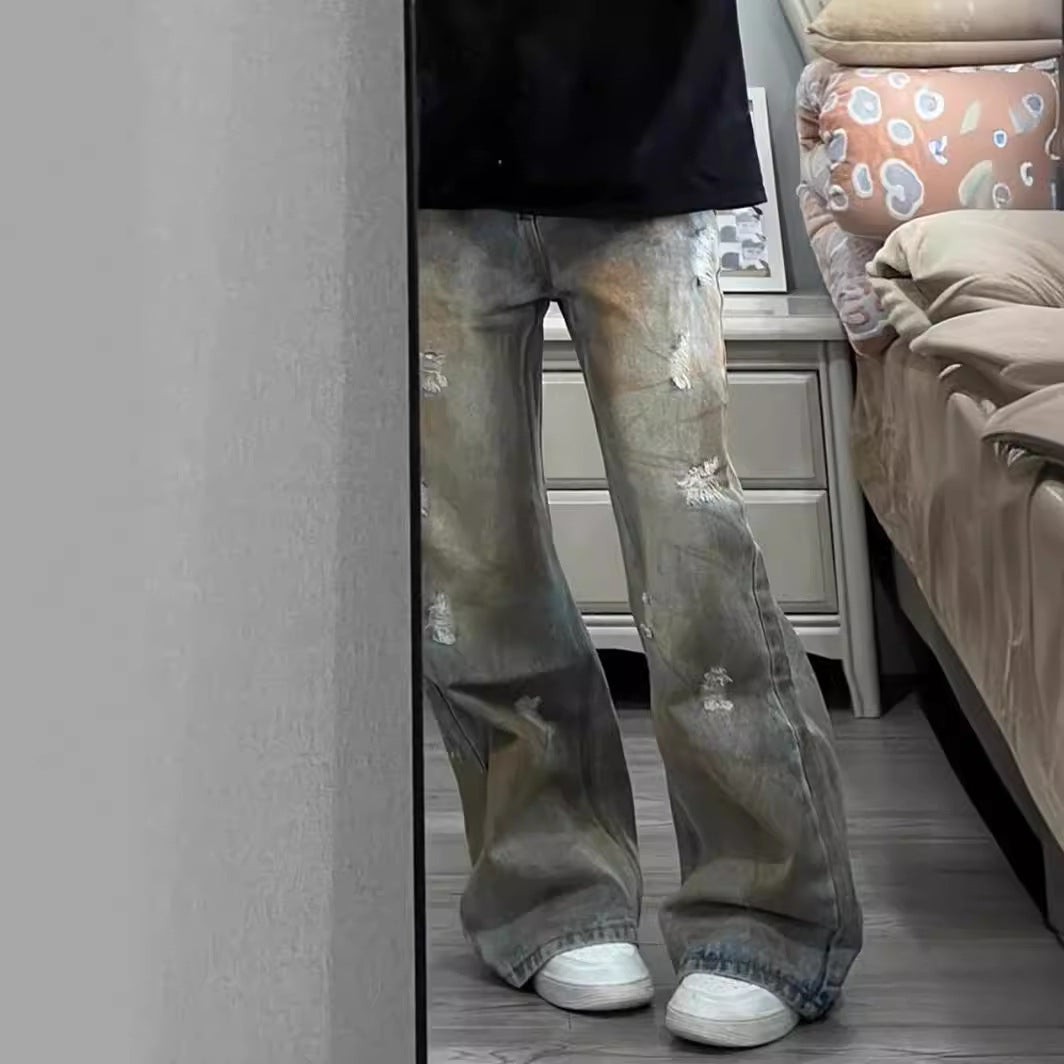 アメリカン 韓国ストリート 韓国カジュアル レトロ ヴィンテージ デニム ワイドパンツ mry001337