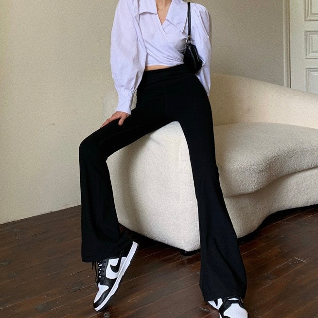 ハイウエスト フレアパンツ 薄手 mry000040