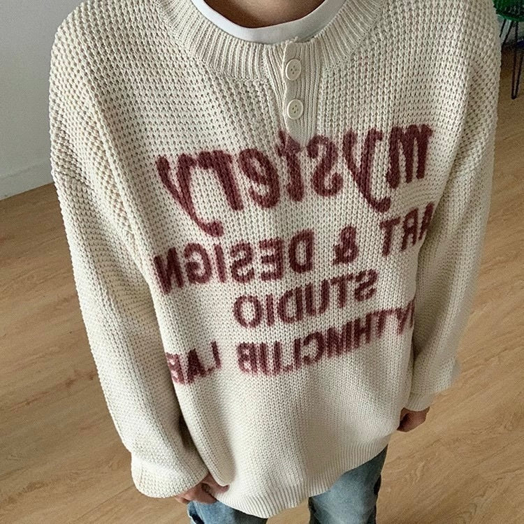 アメリカン 韓国ストリート 韓国カジュアル レトロ ジャガード セーター mry001306