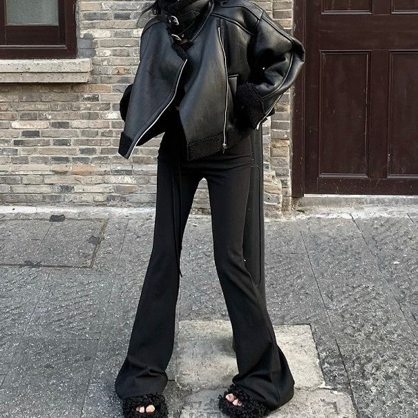 レザー ボア ハイネックジャケット mry000482