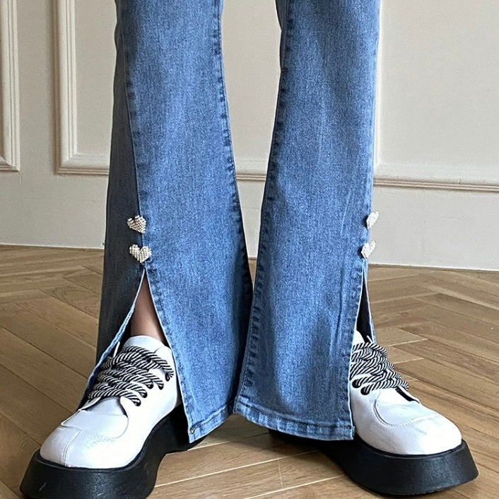 ハートスリット ハイウエスト フレアズボン mry000174