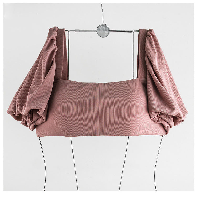 【送料無料】パフショルダー ピンク スイムウェア mry000621