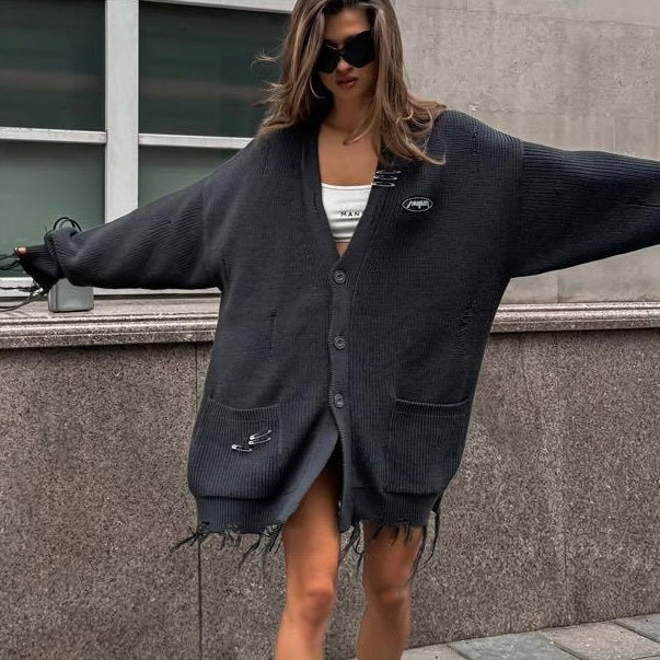 アメリカン 韓国カジュアル 韓国ストリート オーバーサイズ カーディガン mry001091