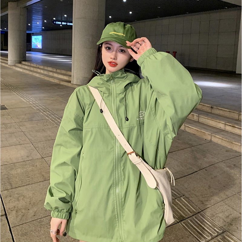 【送料無料】フード付き ジャケット ワンポイント デザインロゴ 韓国カジュアル 韓国ストリート mry000548