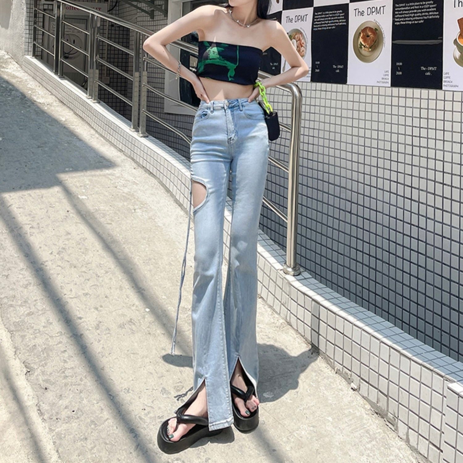 穴あき スリット美脚ジーンズ mry000390