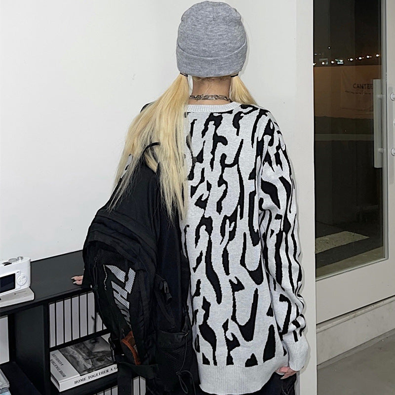 ゼブラ柄 ルーズニット mry000347