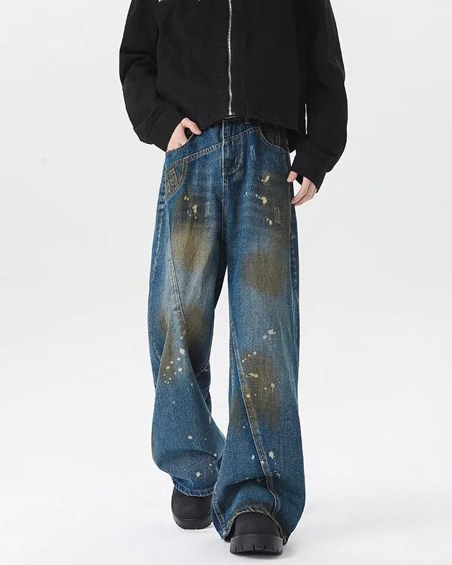 【COVER:FIT】 Vintage Paint-Stain Wide Denim Pants mry001863