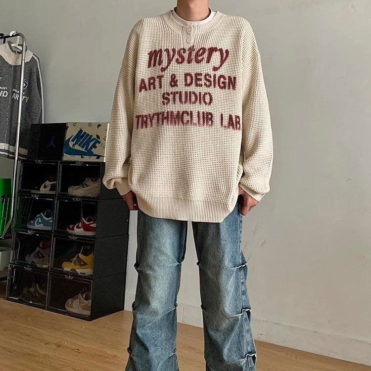 アメリカン 韓国ストリート 韓国カジュアル レトロ ジャガード セーター mry001306