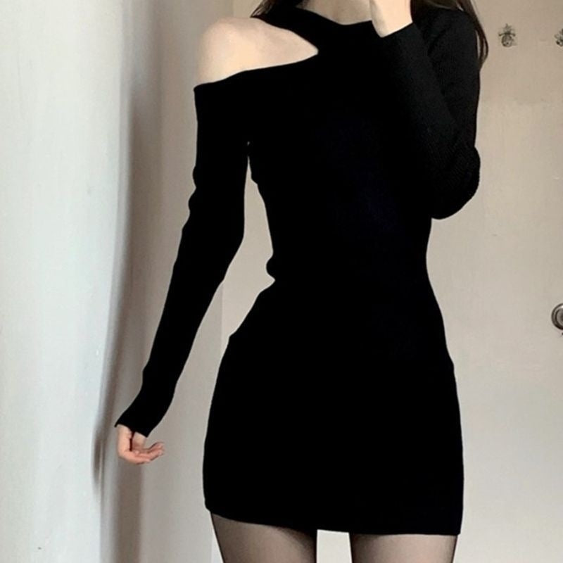 ワンショルダーワンピース タイト mry000254