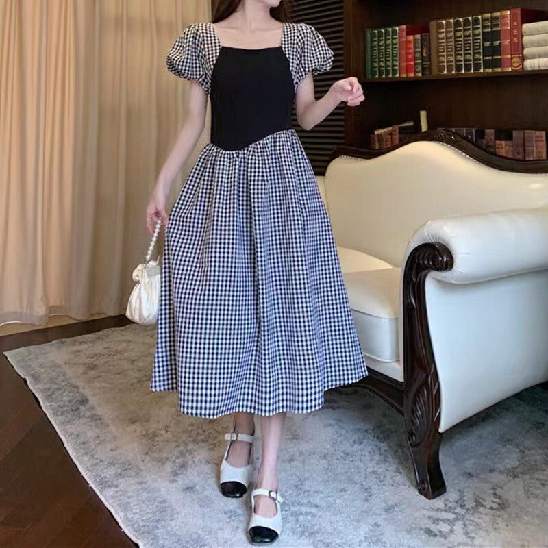 フレンチレトロ スクエアネック パフスリーブ ワンピース mry000032