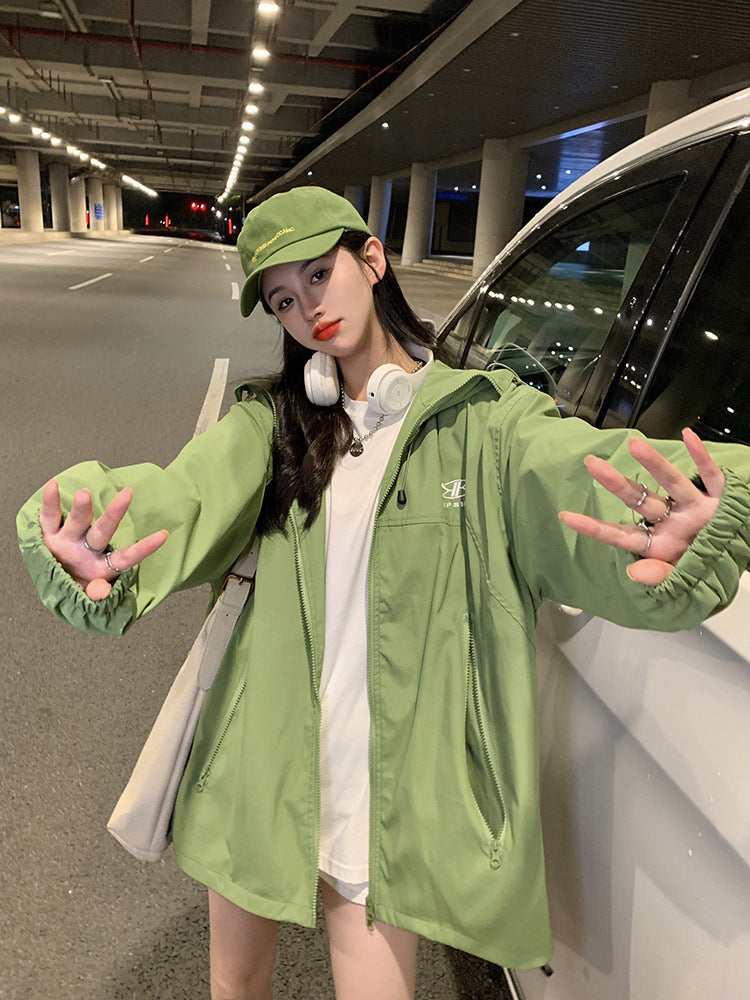 【送料無料】フード付き ジャケット ワンポイント デザインロゴ 韓国カジュアル 韓国ストリート mry000548