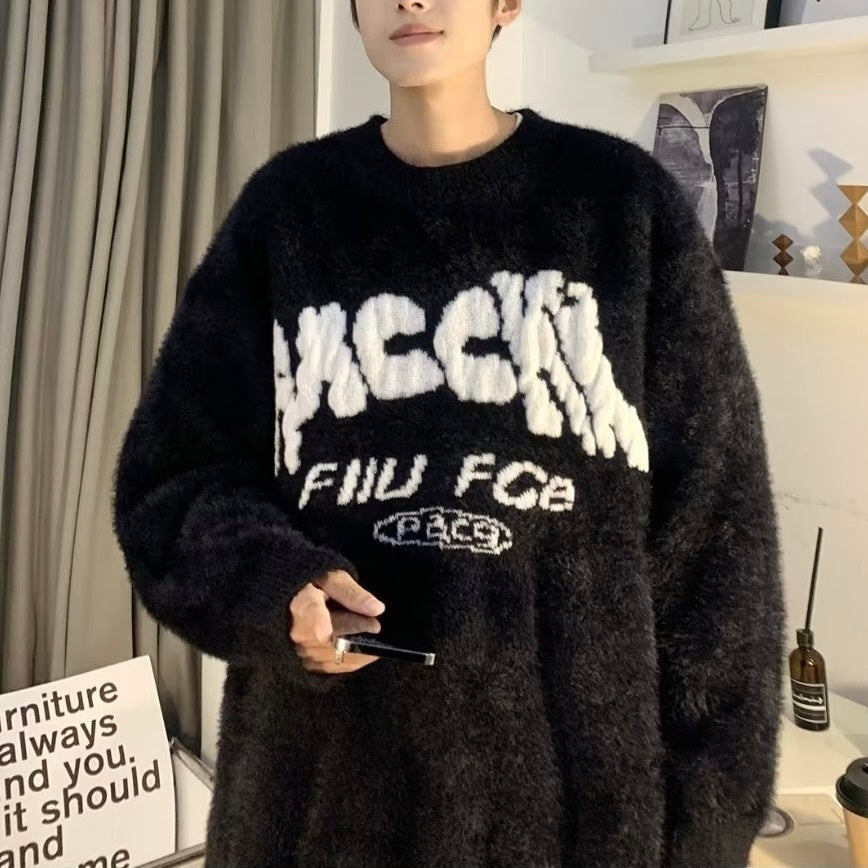 2カラー展開 アメリカン 韓国ストリート 韓国カジュアル オーバーサイズ ボアトレーナー mry1332