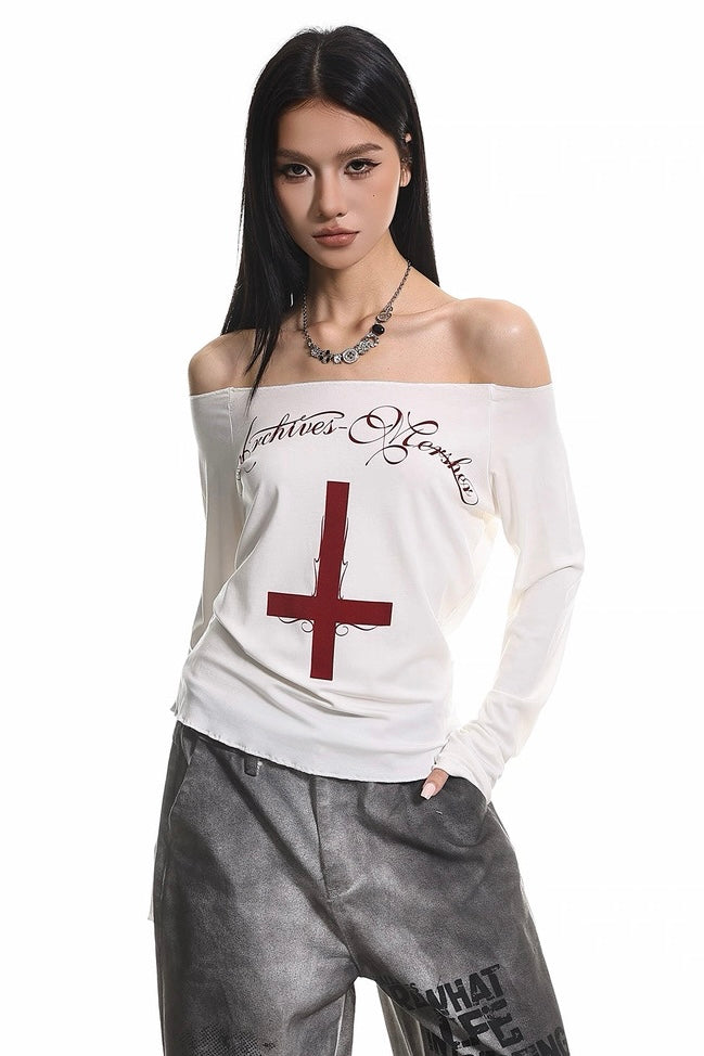 Inverted Cross Off-Shoulder Top mry002305