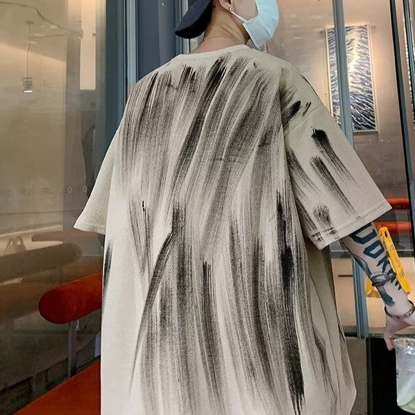 2カラー展開 2023SS アメリカン レトロ メンズ アルファベット デザイン 半袖 ビッグ Tシャツ 韓国カジュアル 韓国モード mry000902