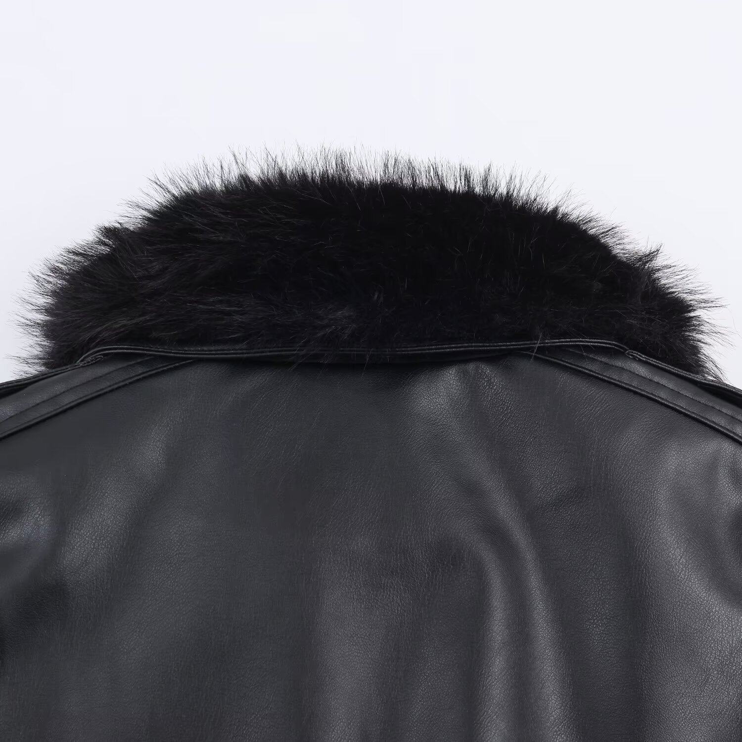 Fur Trimmed Leather Jacket mry002029
