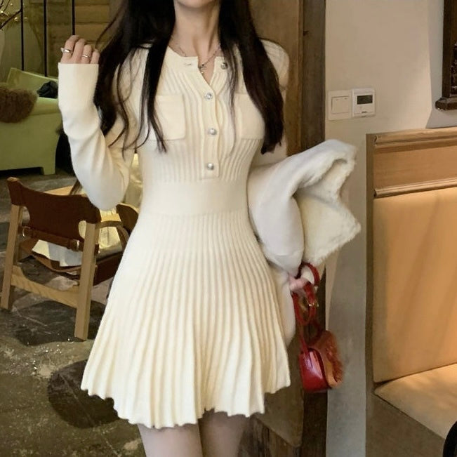 2カラー展開 ニットプリーツワンピース mry001469