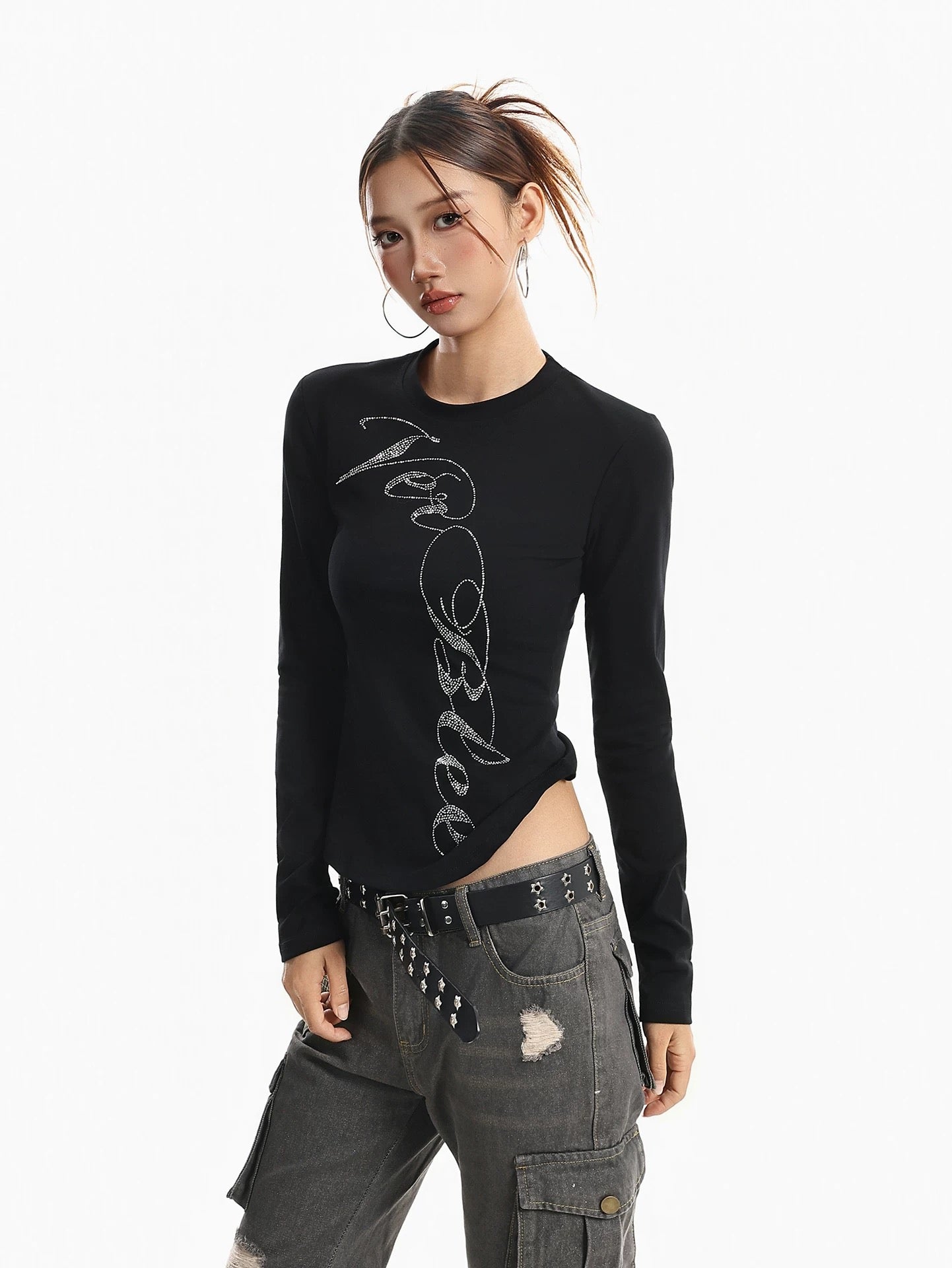 Glitter Logo Fitted Top mry002280