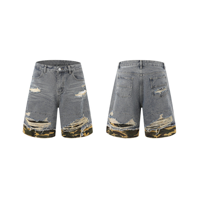 【2color / Set-Up】Camo Fade Distressed Denim Set-Up mry001757