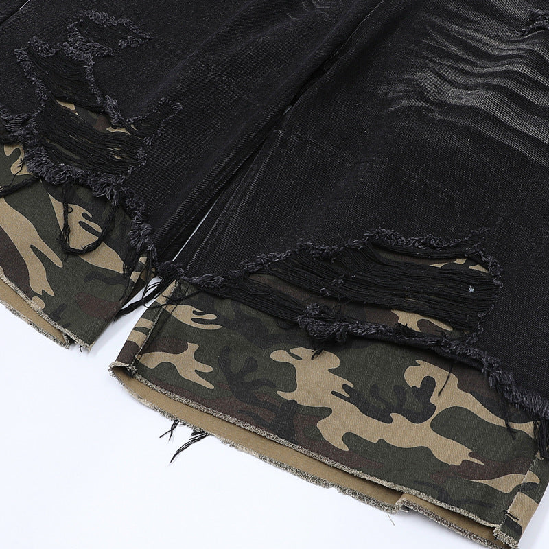 【2color / Set-Up】Camo Fade Distressed Denim Set-Up mry001757