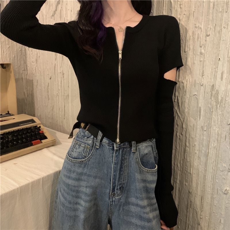 【送料無料】4カラー展開 韓国ホットガール 長袖 ショート トップス mry000673