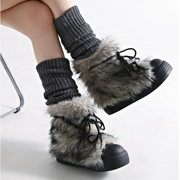 Cozy Faux Fur Street Platform Boots mry001974