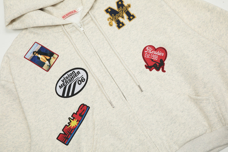 Athletic Badge Zip Hoodie mry001653