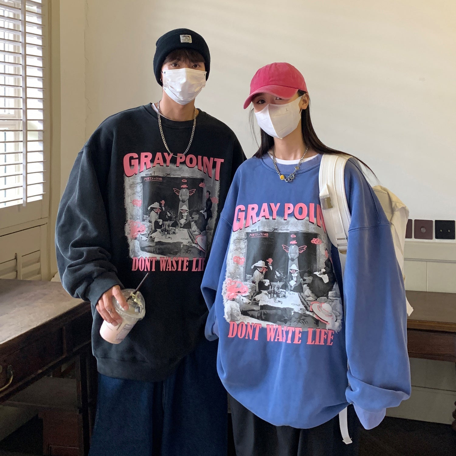 【送料無料】韓国ストリート 2カラー デザイントレーナー 2023トレンド デザイントレーナー mry000570