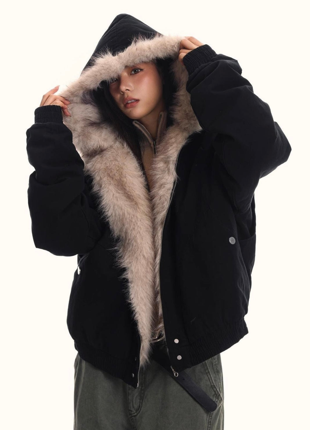 『特別価格/SNS大人気アウター』【2color】 Unisex Edge Line Boa Jacket mry001614