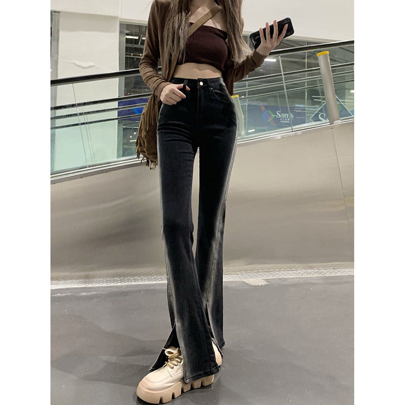 【送料無料】スリット フレアパンツ 韓国ストリート 韓国カジュアル mry000592