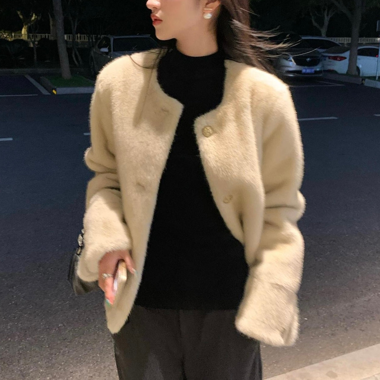 【Plaisir】フェイクファーカーディガン mry001500