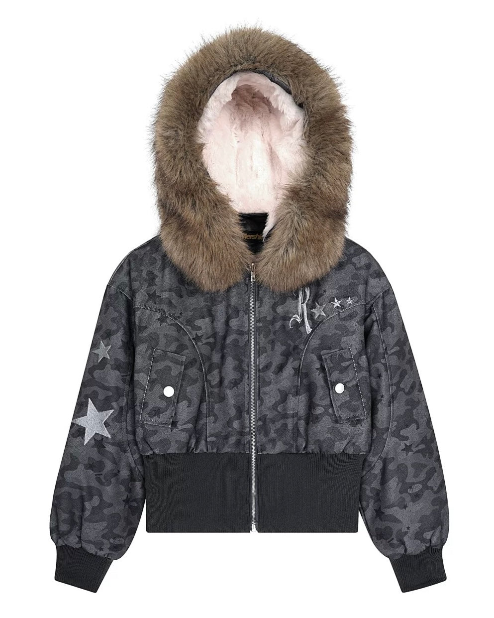 Cropped Camo Bomber Jacket mry002010