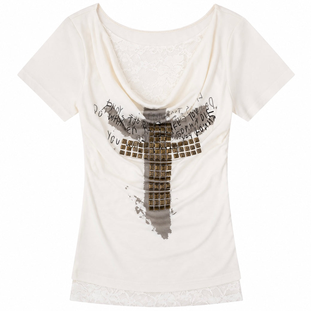 【トップス】クロスドレープTシャツ mry002443