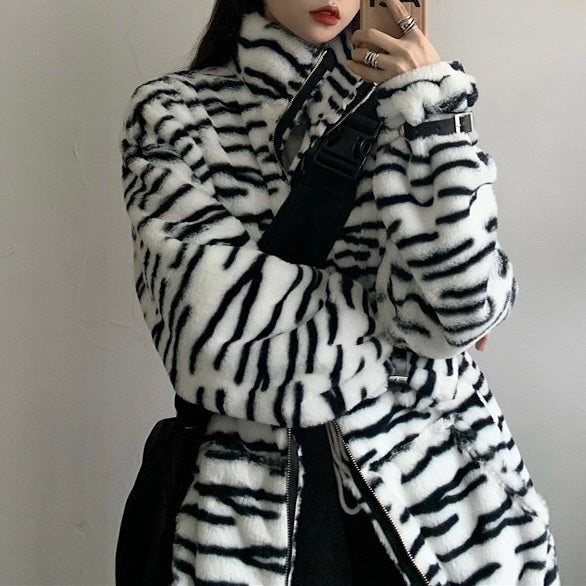 ゼブラ柄 ボアジャケット mry000435