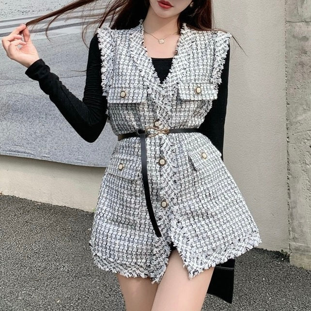 ガーリー ツイード ベスト mry000152