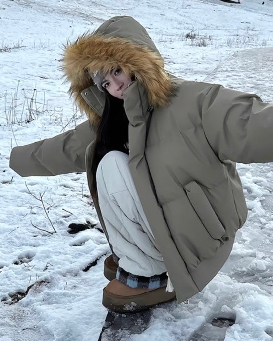 『※限定価格/SNS大人気アウター💥』【2color】Faux Fur Hood Puffer Jacket mry001792