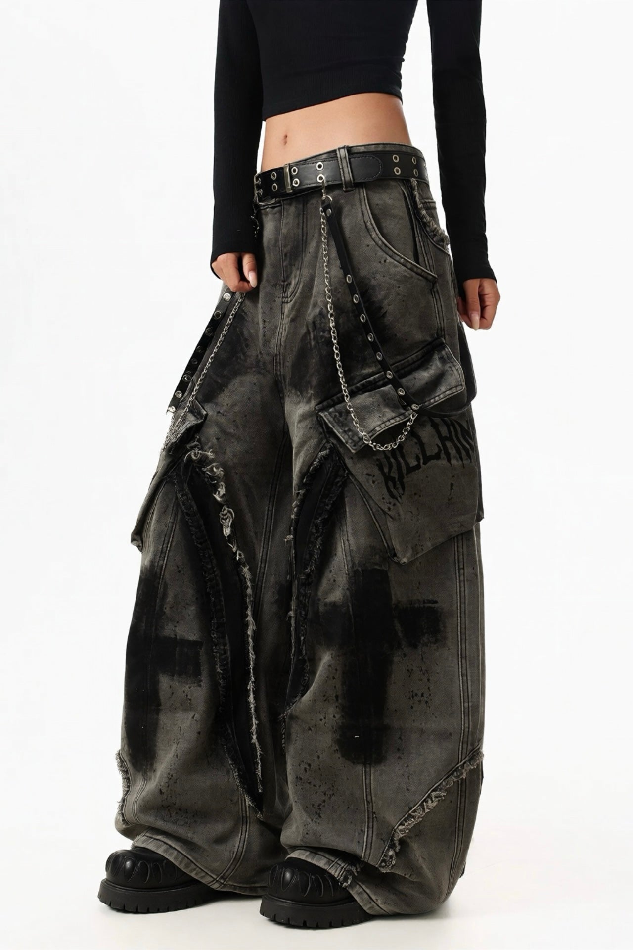 【ボトムス】グランジカーゴデニムパンツ mry002371