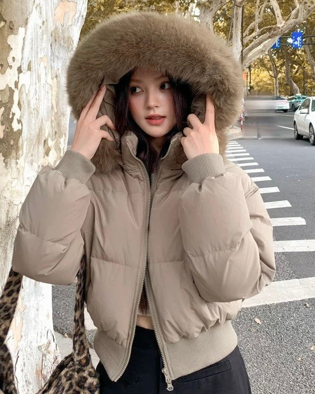 【爆安】Short Puffer Food Fur Jacket mry001966