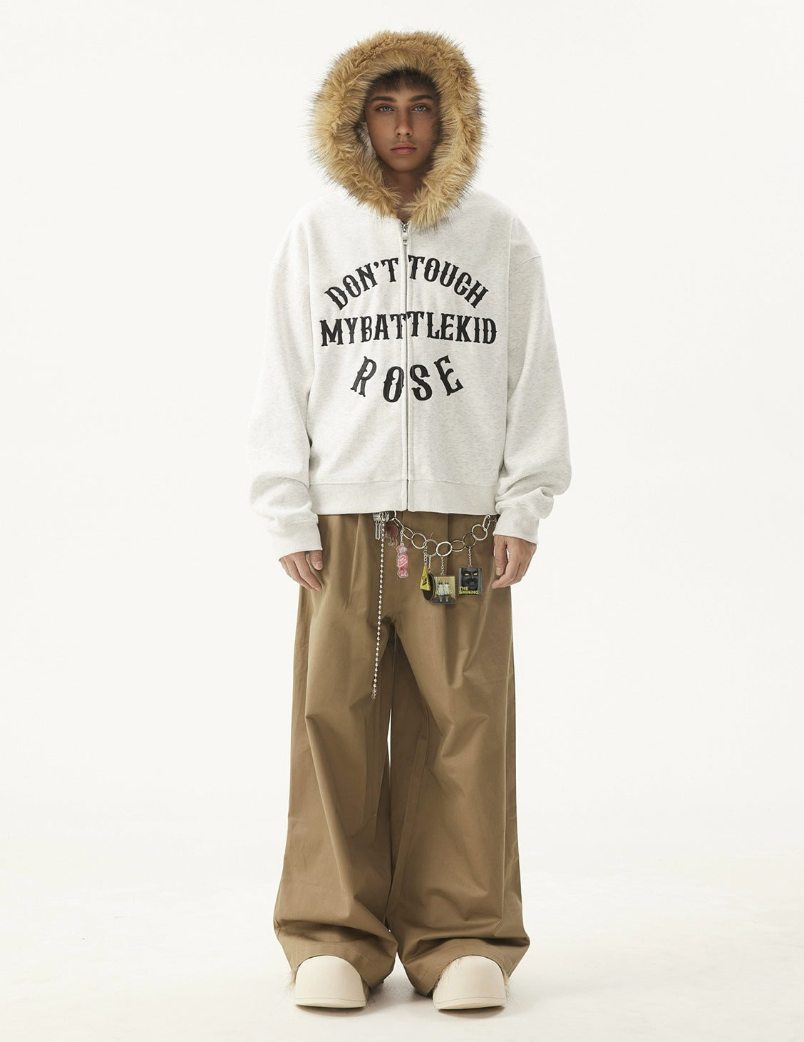 【3color】Fur Hood Graphic Hoodie mry001812